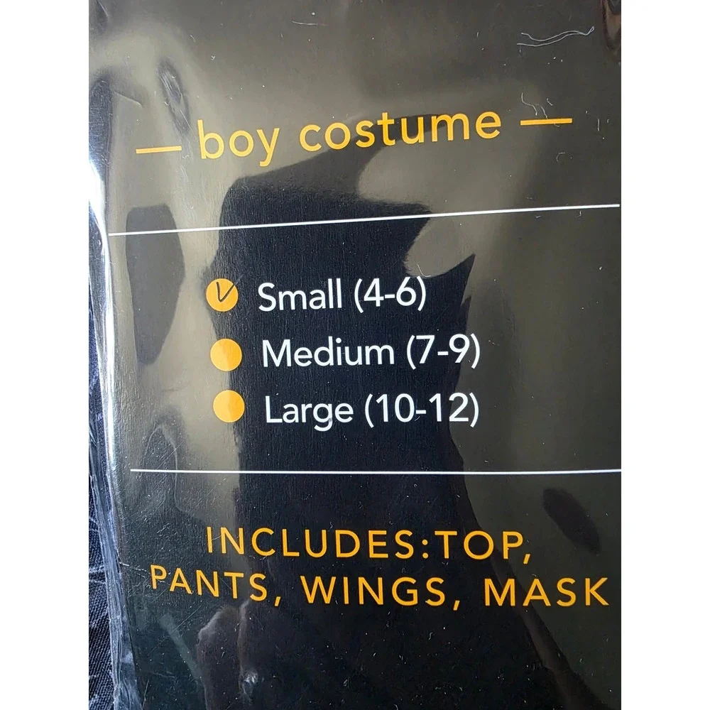 Halloween Gargoyle Boy Costume Muscle Chest Mask Wings Pants Set Small 4-6